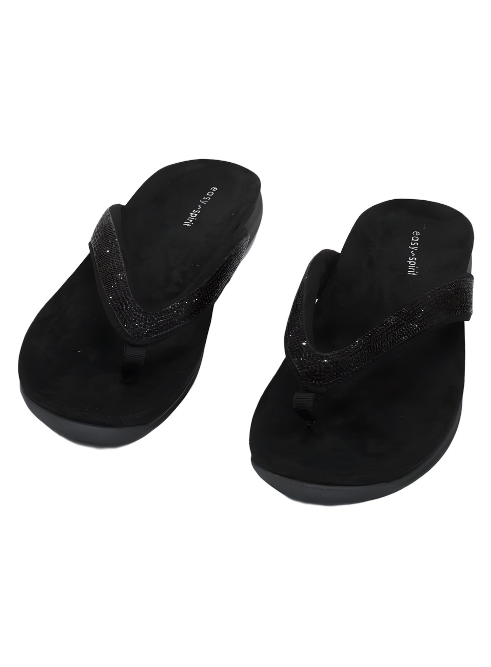 Easy Spirit Womens Wendi Embellished Black Rhinestone Thong Sandals Size 8M - Picture 2 of 6